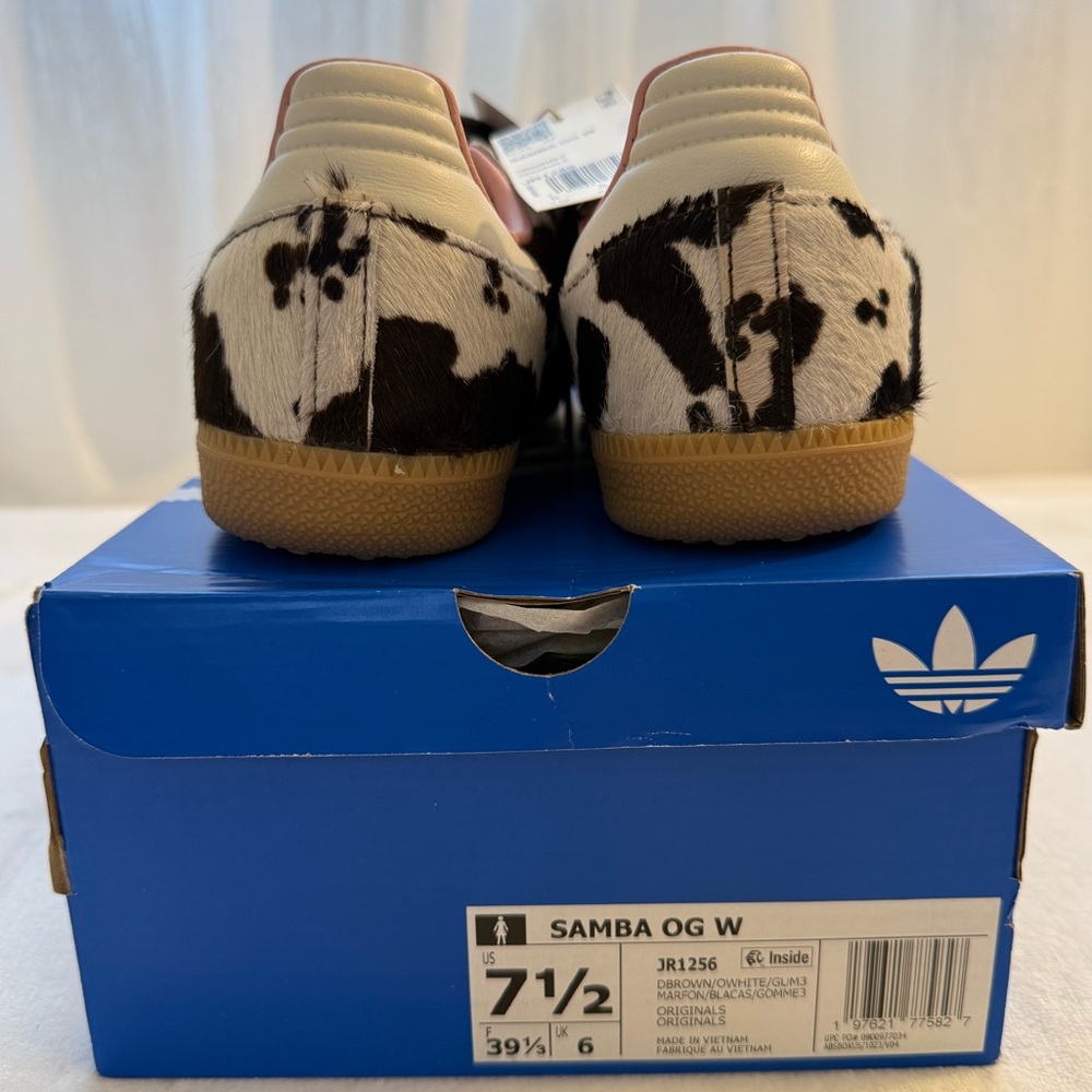 ADIDAS SAMBA OG Cow Print size 7.5 Women Sneakers Animal Print Gum Sole NWT - Picture 7 of 15